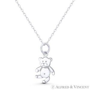 Pot Belly Teddy Bear Toy Jewelry Charm Pendant in .925 Sterling Silver